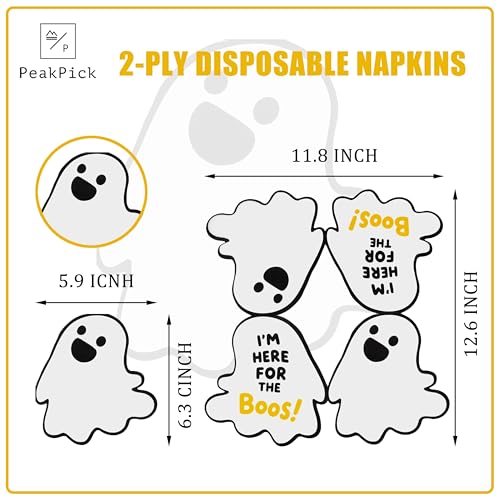 Halloween Ghost Napkins - 80 Pack Disposable Spooky Party Paper Napkins