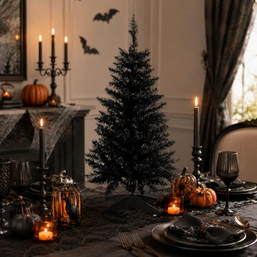 4FT Black Artificial Christmas Tree - Small Tabletop Holiday Decor - Senjie Variation