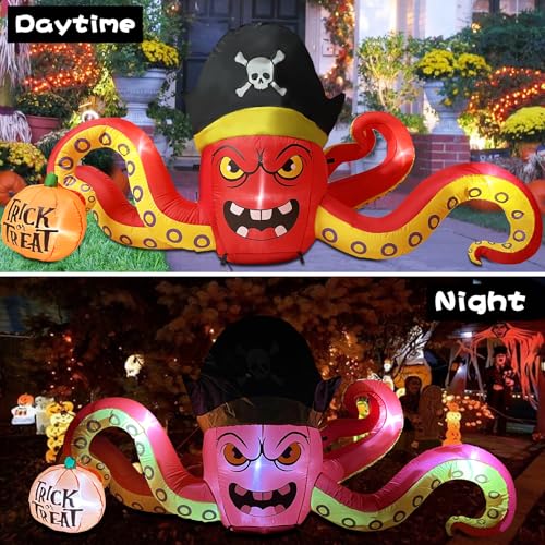 Halloween Inflatable Pirate Octopus with LED Lights - Yard & Garden Decor