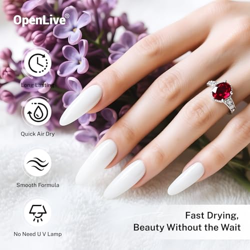 OpenLive White Nail Polish 16.5ml Fast Drying Long Lasting Glossy Finish - DIY Manicure