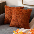 ANRODUO Fall Decorations Pillow Covers 18x18 Set of 2 Dark Rust Pumpkin Embroidered