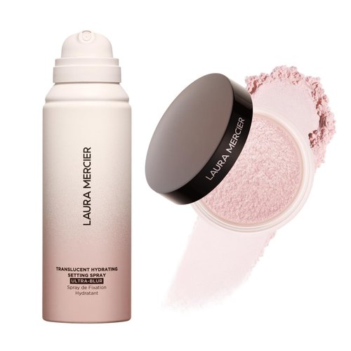 Laura Mercier Secret Brightening Under-Eye Setting Powder & Hydrating Setting Spray Bundle - Translucent, 24HR Shine Control