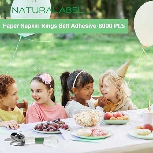 Self-Adhesive Napkin Bands Bulk Pack of 8,000 for Restaurants & Events