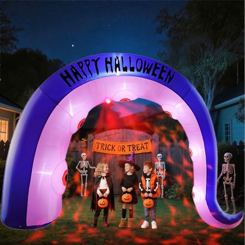 12FT Inflatable Octopus Archway Halloween Yard Decoration with Blood Projection Lights - Outdoor Haunted Entrance