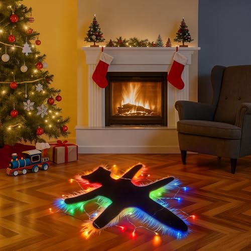 Light Up Fried Cat Rug with Colorful Lights - Christmas Vacation Decor