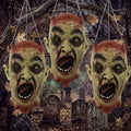 Halloween Zombie Head Hanging Decoration with Glowing Eyes, Spooky Horror Prop - Set of 3