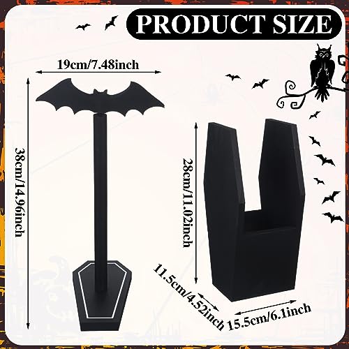 Gothic Bat Paper Towel Holder Black Wood Kitchen Decor