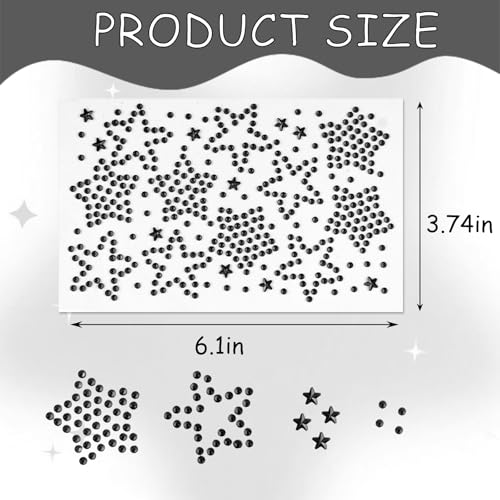 Star Face Gems and Rhinestones Set - 6 Sheets Body & Face Stickers for Makeup & Festivals
