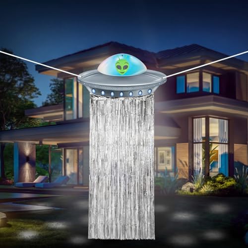 Simgoing Alien Birthday Party Door Curtain Decorations Silver - Alien Theme Decor