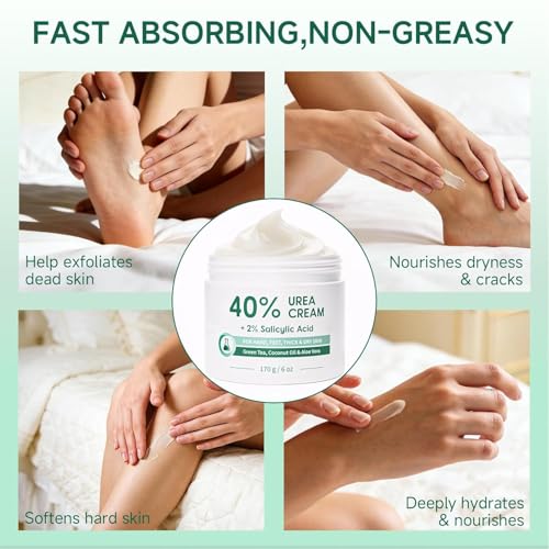 Urea Cream 40% for Feet - Maximum Strength Callus & Dry Heel Relief - 6 OZ Pack of 2