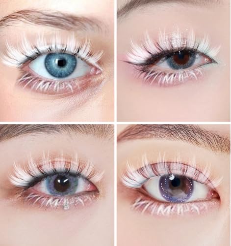 White False Eyelashes for Halloween, Christmas & Anime Costumes - Lightweight Synthetic Lashes