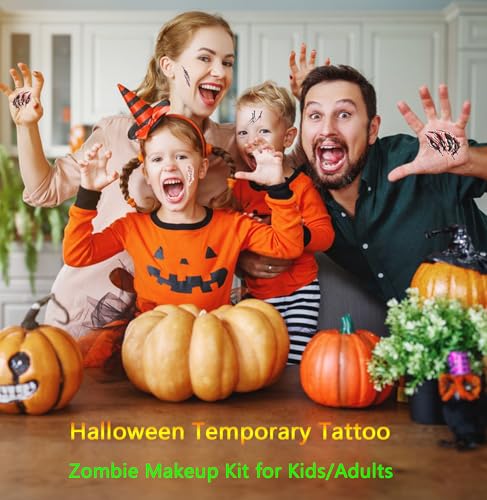 9 Sheets Fake Bloody Wound & Scar Temporary Tattoos Halloween Makeup Props