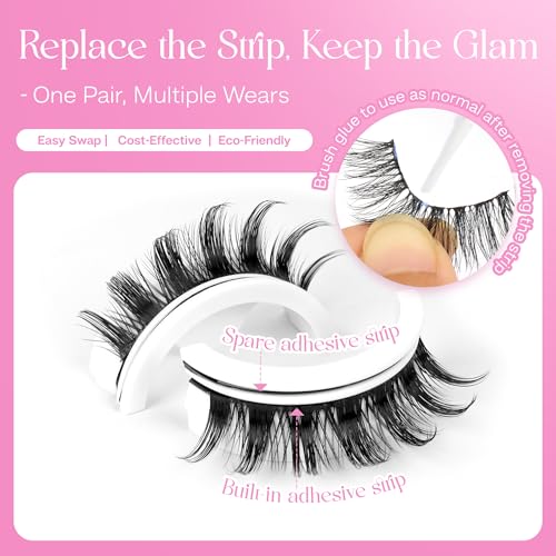Self Adhesive Eyelashes - Natural Look Spiky Manga Reusable False Lashes A21