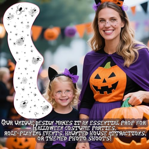 Halloween Fake Face Tattoos Kit - Spider Web & Spider Design, 8 Sheets - Spider Combination