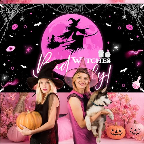 Halloween Banners for Parties - Bad Witches Only Backdrop 6x3.6ft