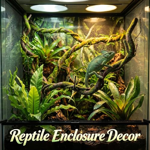 Artificial Mossy Tree Branches - Bendable Reptile Jungle Vines, 70.9 Inches