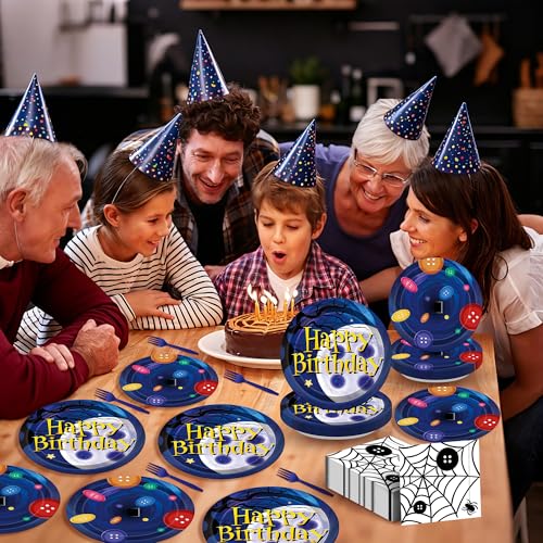 Starry Night Party Tableware Set for Halloween & Birthday - 96 Pieces