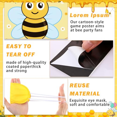 Bee Party Decorations Kit - Pin the Stinger on the Bee Game Set with Poster, Stickers & Mask - Bee Variation