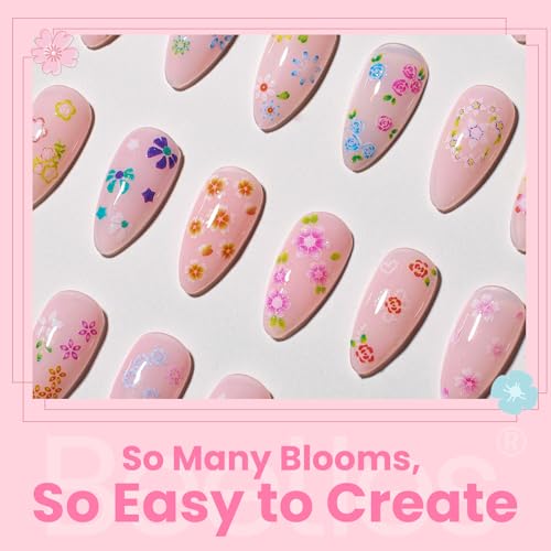 Multicolor 30 Sheets Flower Nail Art Stickers 3D Heart & Flower Designs - G