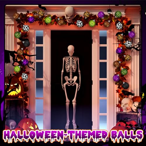Halloween Ball Ornaments for Tree 2 Inch - Spooky Style, 16 Pieces