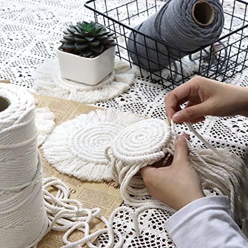 Beige Handmade Boho Coasters Set - 4pcs 7.4in Drink Protectors