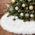 60 Inch White Faux Fur Christmas Tree Skirt – Large Snow White Holiday Decor