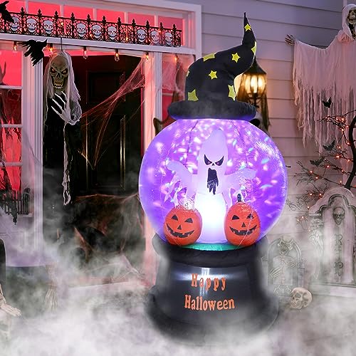 6 Ft Halloween Inflatable Outdoor Yard Decor with Built-in LED Snow Globe Pumpkin & Ghosts