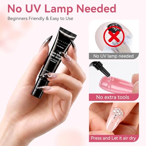 Makartt Press On Nail Glue 10ML Semi Solid Air Dry No Mess, Hema-Free - 0.34 Fl Oz Pack of 1