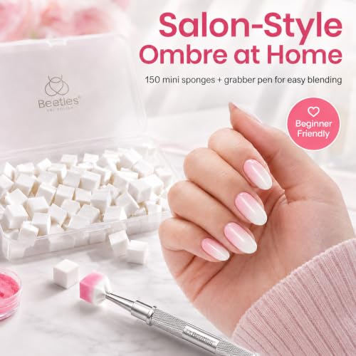 Beetles 150Pcs White Nail Sponges for Ombre with Grabbing Pen Tool - Variation A-White-150