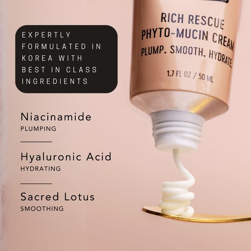 SAINT JANE - Rich Rescue Phyto Mucin Cream | Plumping, Smoothing, Firming, Hydrating | Niacinamide, Lotus Flower, Yam Root, Hyaluronic Acid | Luxe, Clean Skincare (1.7 fl oz | 50 mL)