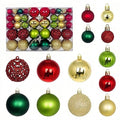 Christmas Tree Ornaments 100Pcs Mixed Size & Color Shatterproof Balls - Gold Green Red Variations