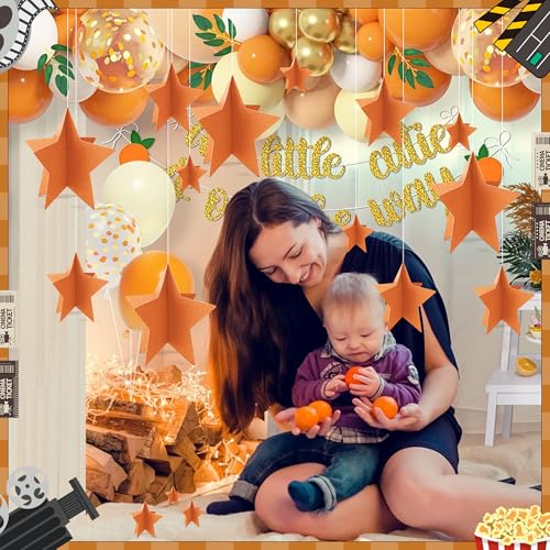Orange Star Centerpieces Set of 70 for Party Birthday Halloween Thanksgiving Decorations - 3 Sizes