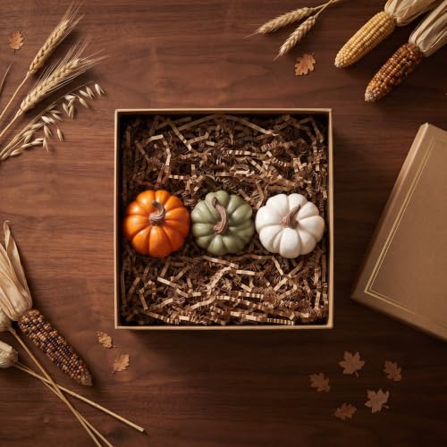 Fall Pumpkin Decor Set - Faux Ceramic Style 3 Pieces - Color-11