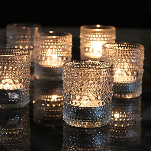 Clear Votive Candle Holders Set 24 PCS Hobnail Glass Tealight Holders - Spring & Wedding Decor Variation of THIS listing