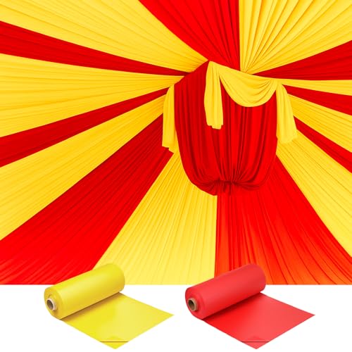Carnival Circus Table Cover Backdrop - 2 Rolls Yellow & Red, Waterproof Disposable