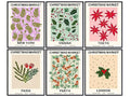 Mid-Century Modern Christmas Wall Art Prints - Holiday Decor, Abstract Art, Minimalist Flower Collage