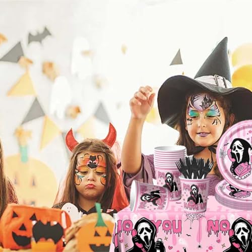 Halloween Pink Disposable Plastic Tablecloth Set - 3-Pack for Indoor & Outdoor Parties