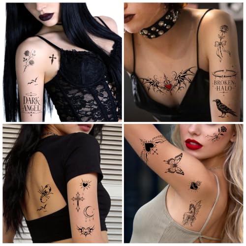 Gothic Dark Y2K Barbed Wire Temporary Tattoos Set - 13 Sheets for Adults Men Women