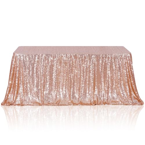 Rose Gold Sequin Tablecloth 50x72 Inch Rectangle Wedding Party Decor - Poise3EHome Variation