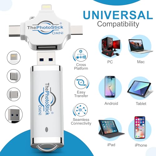 ThePhotoStick Omni 32GB Photo Backup Drive for iPhone Android & PC