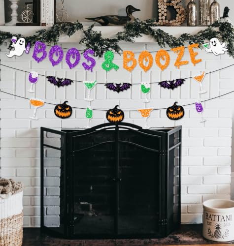 Halloween Banner Set with Glitter Ghosts Pumpkins and Banners - Colorful Party Decorations
