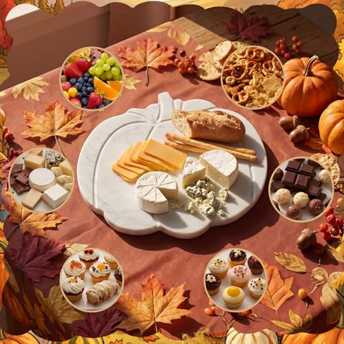 Pumpkin-Shaped Marble Cutting Board - Fall Harvest Kitchen Decor & Cheese Platter, 9.84 Inch