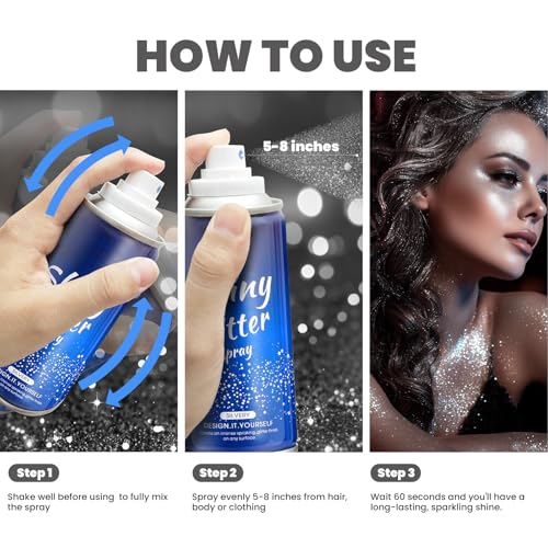Body Glitter Spray Silver Holographic Hair & Body Glitter - Silver 01#