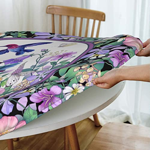 Elastic Round Hummingbird Tablecloth - Fits 45-50 Inch Tables - M Variation