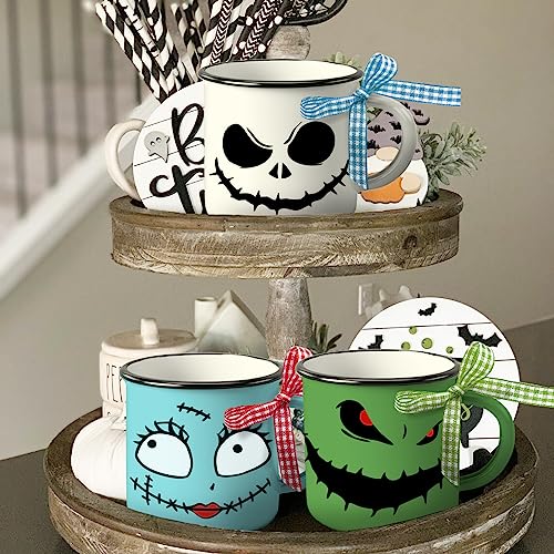 Halloween Mini Coffee Mug Set of 3 - Spooky Faces & Jack Skellington - Halloween Decor