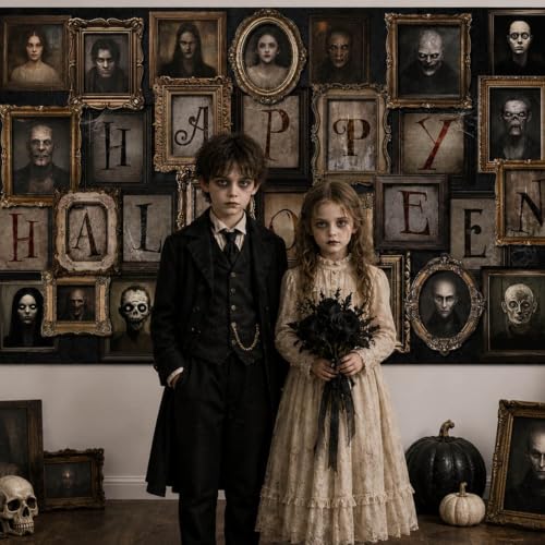 Halloween Portrait Banner - Black, 70.8x43.3 Inch, Durable Polyester