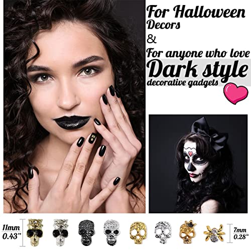 40 Pcs Punk Nail Art Skull & Spider Charms Halloween Nail Decorations - Variation C