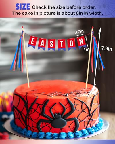 Personalized Spider Cake Topper with Custom Name for Kids Birthday Party Decor