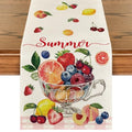 Seasonal Table Runner 13x90 Inch - Beige & Pink Fruits Pattern for Dining & Home Decor