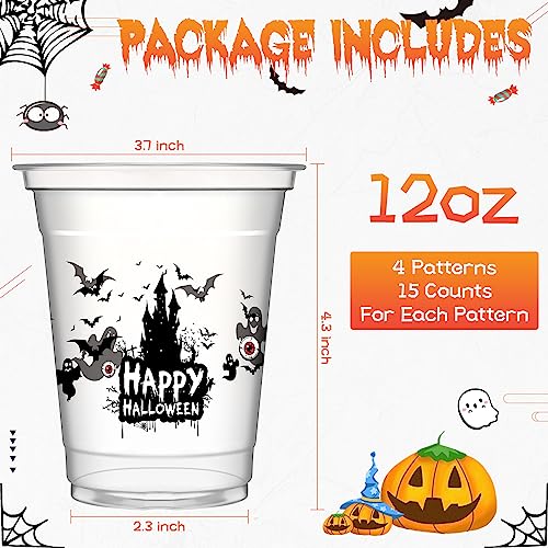 Halloween Clear Plastic Cups 100 Count - Disposable Party Drinkware